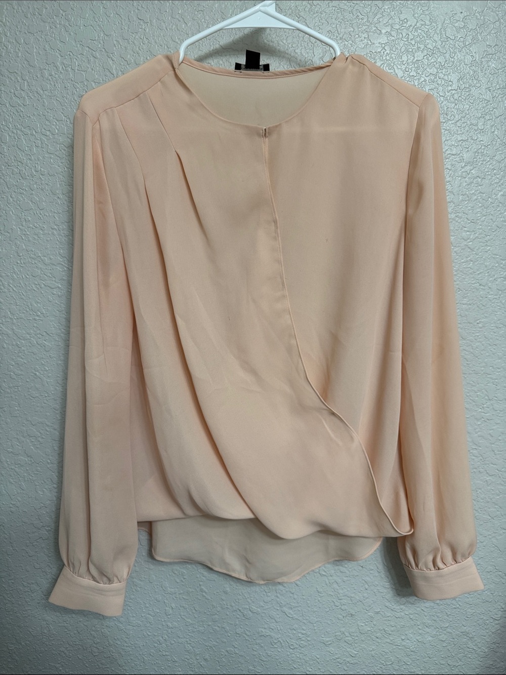 Ann Taylor Soft Blush Draped Long-Sleeve Blouse